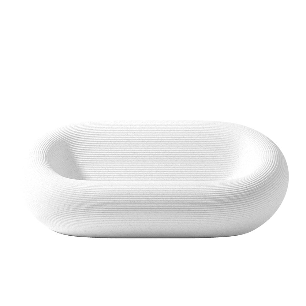 QEEBOO set canapé + 2 fauteuils + table basse NAMI Blanc, mélange de matériaux recyclés