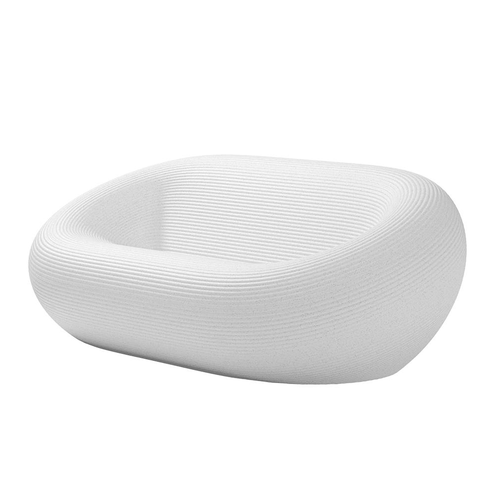 QEEBOO set canapé + 2 fauteuils + table basse NAMI Blanc, mélange de matériaux recyclés