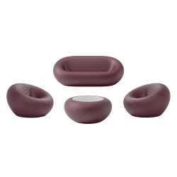 QEEBOO set canapé + 2 fauteuils + table basse NAMI Indien rouge, polyéthylène