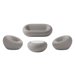 QEEBOO set canapé + 2 fauteuils + table basse NAMI Gris, mélange de matériaux recyclés