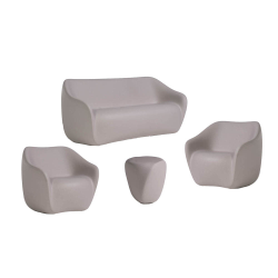 SLIDE set REBORN canapé + 2 fauteuils + table basse H 45 cm MIST WHITE