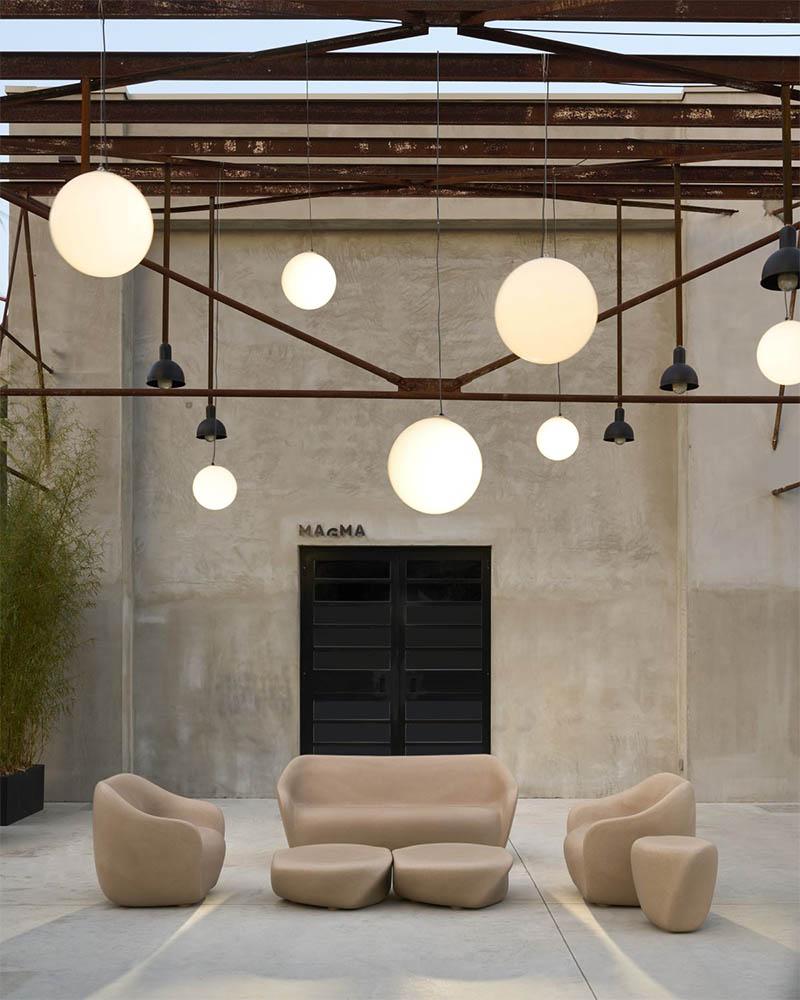 SLIDE set REBORN canapé + 2 fauteuils + table basse H 45 cm HIBISCUS RED