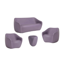 SLIDE set REBORN canapé + 2 fauteuils + table basse H 45 cm IRIS VIOLET
