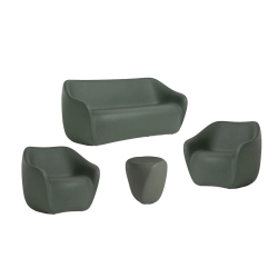 SLIDE set REBORN canapé + 2 fauteuils + table basse H 45 cm PINE GREEN