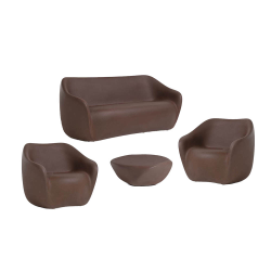 SLIDE set REBORN canapé + 2 fauteuils + table basse H 30 cm MOKA BROWN