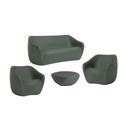 SLIDE set REBORN canapé + 2 fauteuils + table basse H 30 cm PINE GREEN