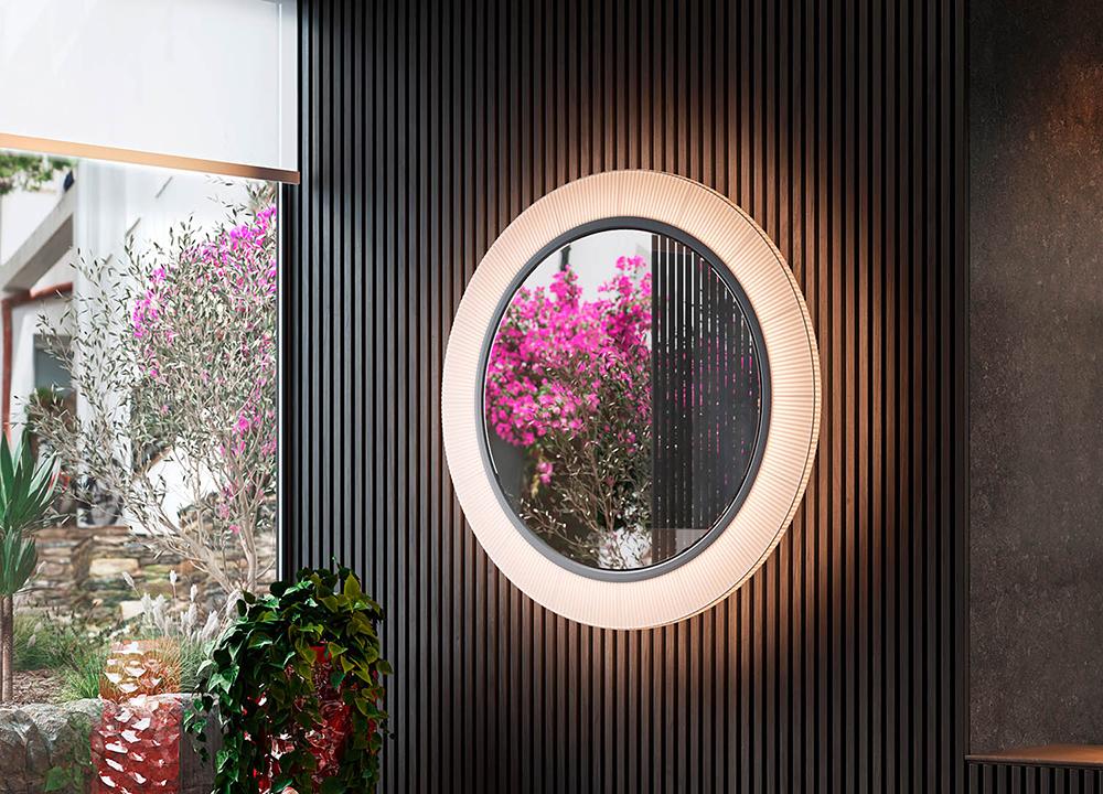 BOVER miroir mural avec lampe RODA PF/120