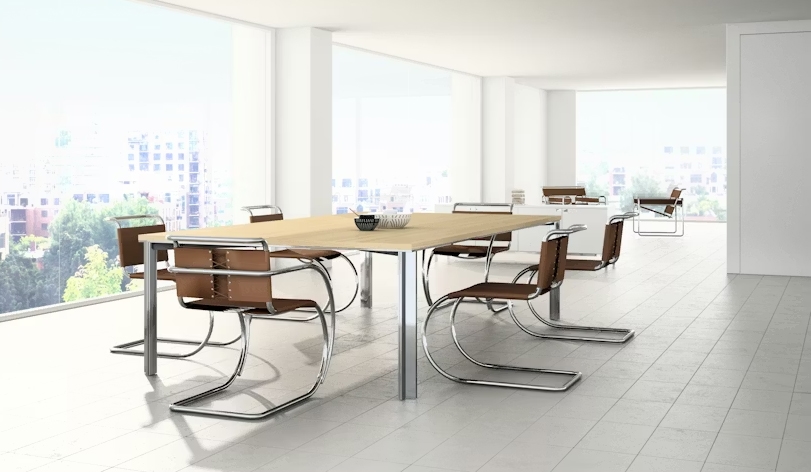 KNOLL chaise sans accoudoirs MR recouverte de cuir