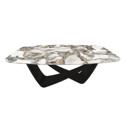 BONTEMPI table fixe tonneau avec structure noire matte BACH 53.75 200x116 cm