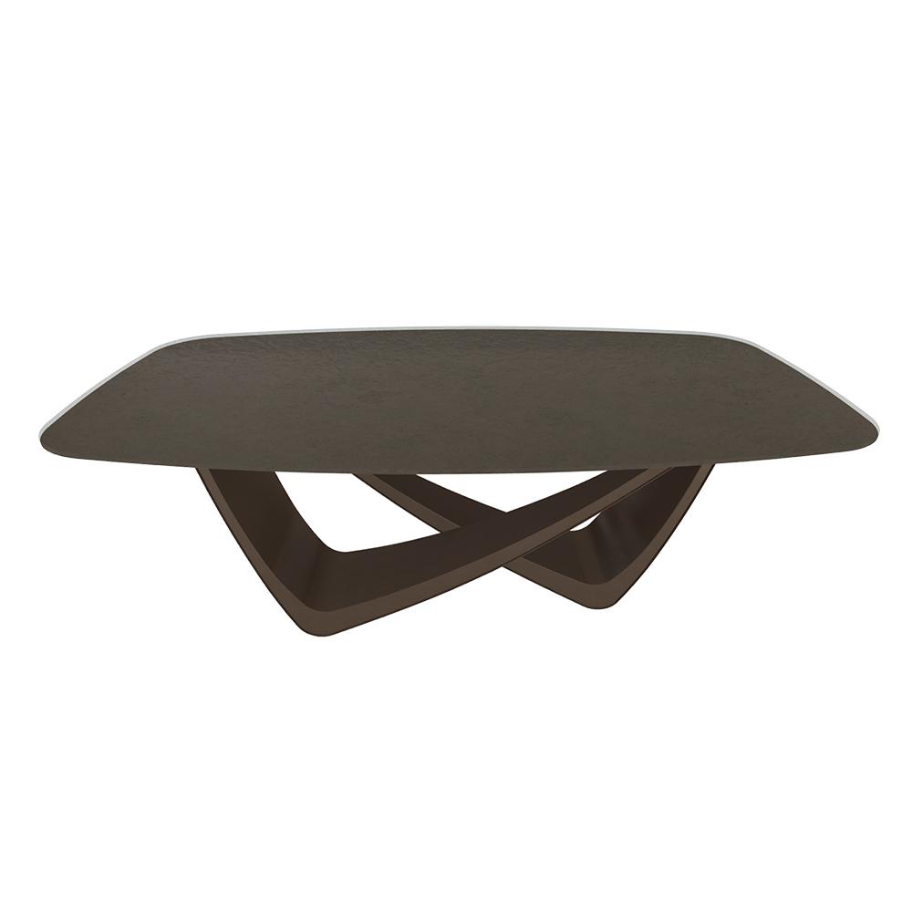 BONTEMPI table fixe tonneau avec structure laiton foncé BACH 53.75 200x116 cm