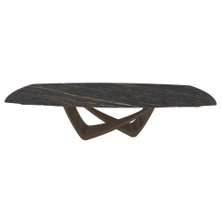 BONTEMPItable extensible en tonneau avec structure laiton foncé BACH 53.79 300/250/200x106 cm