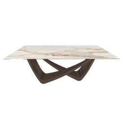 BONTEMPI table fixe rectangulaire avec structure laiton foncé BACH 53.80 200x100 cm