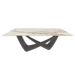BONTEMPI table fixe rectangulaire avec structure laiton foncé BACH 53.80 200x100 cm