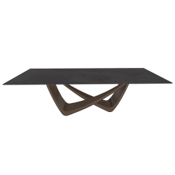 BONTEMPI table fixe rectangulaire avec structure laiton foncé BACH 53.82 250x100 cm