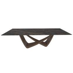 BONTEMPI table fixe rectangulaire avec structure laiton foncé BACH 53.82 250x100 cm