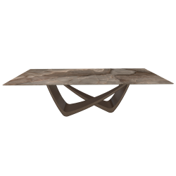 BONTEMPI table fixe rectangulaire avec structure laiton foncé BACH 53.82 250x100 cm