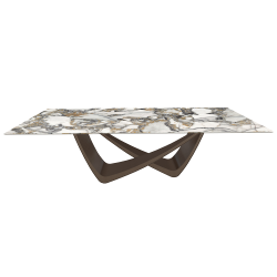 BONTEMPI table fixe rectangulaire avec structure laiton foncé BACH 53.82 250x100 cm