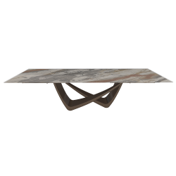 BONTEMPI table extensible rectangulaire avec structure laiton foncé BACH 53.85 290/240/190x100 cm