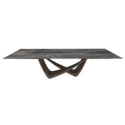 BONTEMPI table extensible rectangulaire avec structure laiton foncé BACH 53.85 290/240/190x100 cm