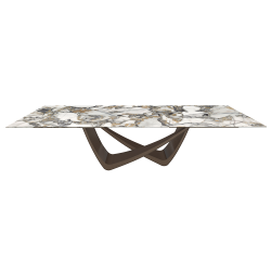 BONTEMPI table extensible rectangulaire avec structure laiton foncé BACH 53.85 290/240/190x100 cm