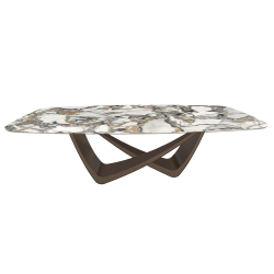 BONTEMPI table fixe tonneau avec structure laiton foncé BACH 53.92 220x116 cm