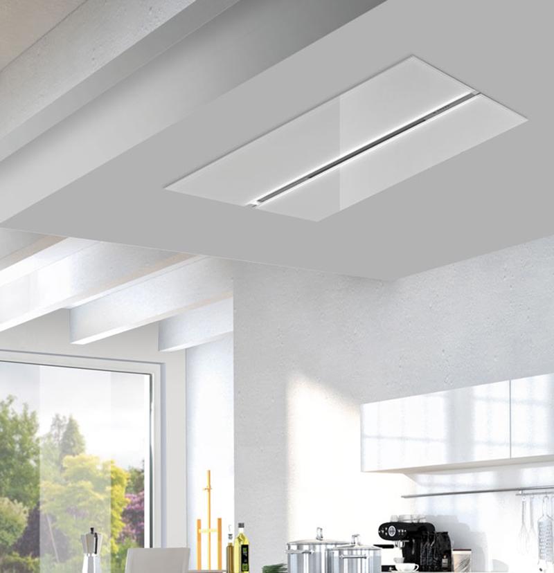 AIRONE hotte au plafond SALIERI EVO BLANC 120 cm avec moteur sous-combles E1300