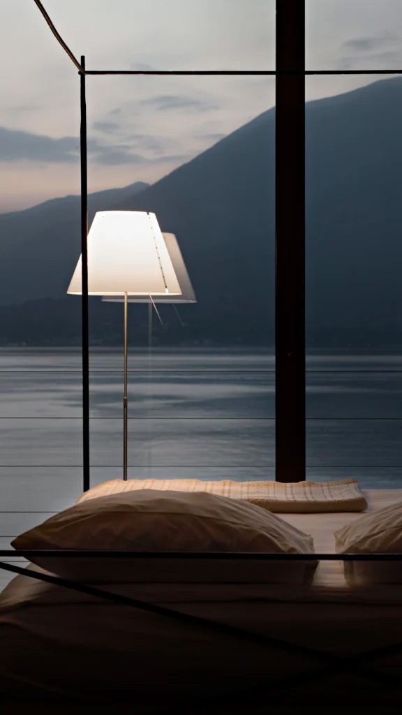 LUCEPLAN lampadaire ON/OFF COSTANZA D13ti avec avec tige télescopique aluminium et abat-jour blanc