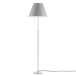 LUCEPLAN lampadaire dimmable COSTANZA D13t avec tige télescopique en aluminium et abat-jour MEZZO TONO BLANC BROUILLARD