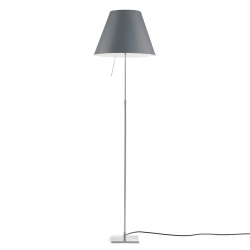 LUCEPLAN lampadaire dimmable COSTANZA D13t avec tige télescopique en aluminium et abat-jour RADIEUSE GRIS BETON