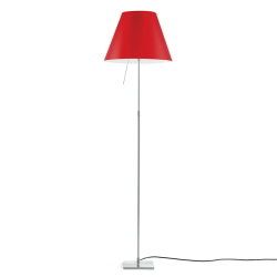 LUCEPLAN lampadaire dimmable COSTANZA D13t avec tige télescopique en aluminium et abat-jour RADIEUSE ROUGE PRIMAIRE
