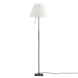 LUCEPLAN lampadaire dimmable COSTANZA D13t avec tige télescopique en noir et abat-jour blanc