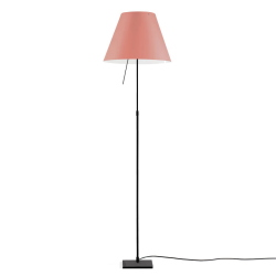 LUCEPLAN lampadaire dimmable COSTANZA D13t avec tige télescopique en noir et abat-jour MEZZO TONO ROSE MYSTIQUE