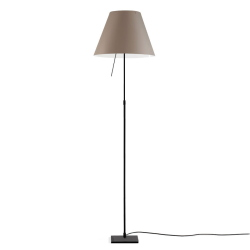 LUCEPLAN lampadaire dimmable COSTANZA D13t avec tige télescopique en noir et abat-jour MEZZO TONO NOISETTE