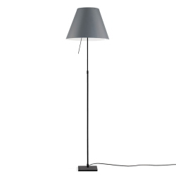 LUCEPLAN lampadaire dimmable COSTANZA D13t avec tige télescopique en noir et abat-jour RADIEUSE GRIS BETON