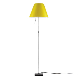 LUCEPLAN lampadaire dimmable COSTANZA D13t avec tige télescopique en noir et abat-jour RADIEUSE JAUNE VIF