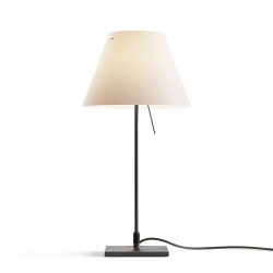 LUCEPLAN lampe de table COSTANZINA D13pi avec tige en noir et abat-jour MEZZO TONO BLANC BROUILLARD
