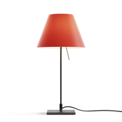 LUCEPLAN lampe de table COSTANZINA D13pi avec tige en noir et abat-jour RADIEUSE ROUGE PRIMARIE