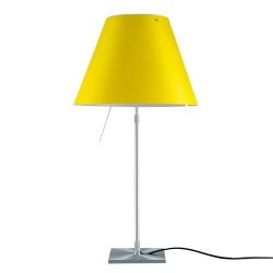 LUCEPLAN lampe de table dimmable COSTANZA D13 avec tige télescopique en aluminium et abat-jour RADIEUSE JAUNE VIF