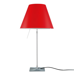 LUCEPLAN lampe de table dimmable COSTANZA D13 avec tige télescopique en aluminium et abat-jour RADIEUSE ROUGE PRIMAIRE