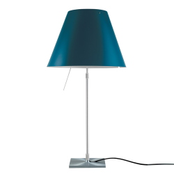 LUCEPLAN lampe de table dimmable COSTANZA D13 avec tige télescopique en aluminium et abat-jour RADIEUSE BLEU PÉTROLE