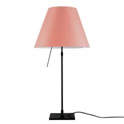 LUCEPLAN lampe de table dimmable COSTANZA D13 avec tige télescopique en noir et abat-jour MEZZO TONO ROSE MYSTIQUE