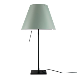 LUCEPLAN lampe de table dimmable COSTANZA D13 avec tige télescopique en noir et abat-jour MEZZO TONO VERT ALCHIMIE