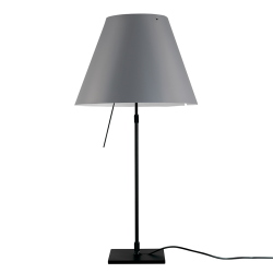 LUCEPLAN lampe de table dimmable COSTANZA D13 avec tige télescopique en noir et abat-jour RADIEUSE GRIS BETON