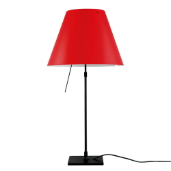 LUCEPLAN lampe de table dimmable COSTANZA D13 avec tige télescopique en noir et abat-jour RADIEUSE ROUGE PRIMAIRE