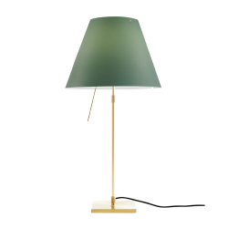 LUCEPLAN lampe de table dimmable COSTANZA D13 avec tige télescopique en laiton et abat-jour MEZZO TONO VERT ALCHIMIE