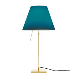 LUCEPLAN lampe de table dimmable COSTANZA D13 avec tige télescopique en laiton et abat-jour RADIEUSE BLEU PÉTROLE