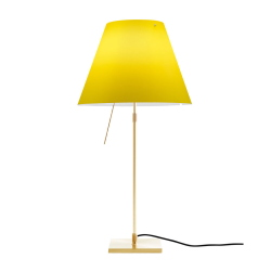 LUCEPLAN lampe de table dimmable COSTANZA D13 avec tige télescopique en laiton et abat-jour RADIEUSE JAUNE VIF