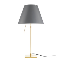 LUCEPLAN lampe de table dimmable COSTANZA D13 avec tige télescopique en laiton et abat-jour RADIEUSE GRIS BETON