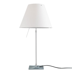 LUCEPLAN lampe de table ON/OFF COSTANZA D13i avec tige télescopique en aluminium et abat-jour blanc