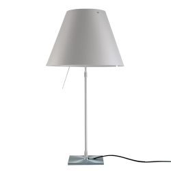 LUCEPLAN lampe de table ON/OFF COSTANZA D13i avec tige télescopique en aluminium et abat-jour MEZZO TONO BLANC BROUILLARD